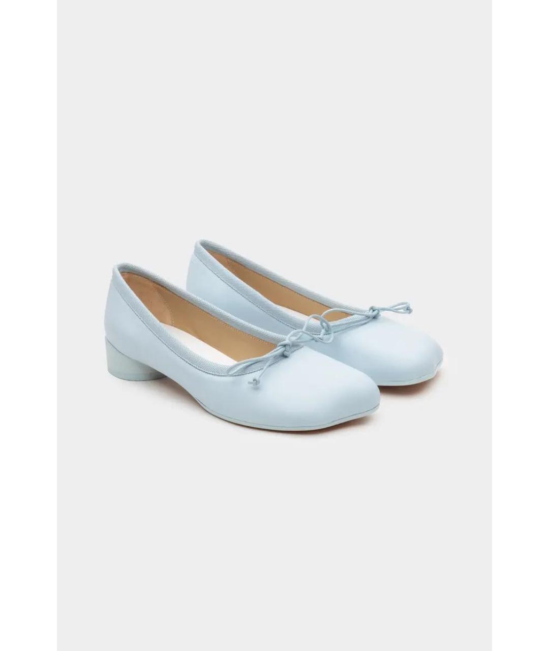 MM6 MAISON MARGIELA Голубые кожаные балетки, фото 3