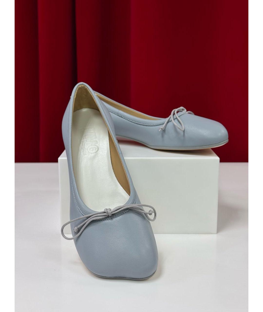 MM6 MAISON MARGIELA Голубые кожаные балетки, фото 8