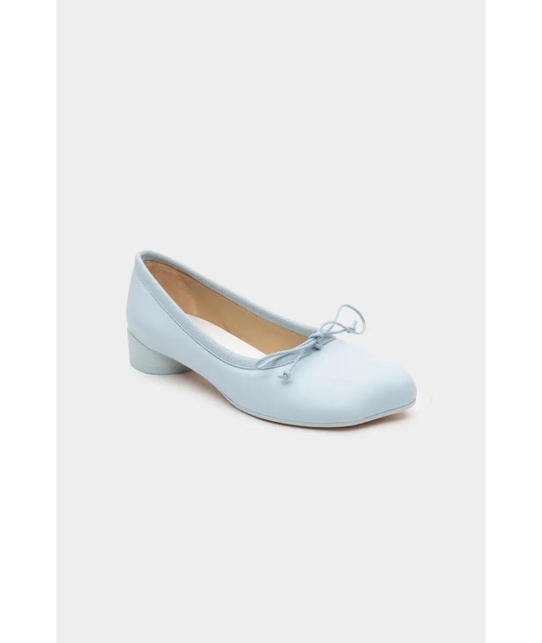 MM6 MAISON MARGIELA Голубые кожаные балетки, фото 2