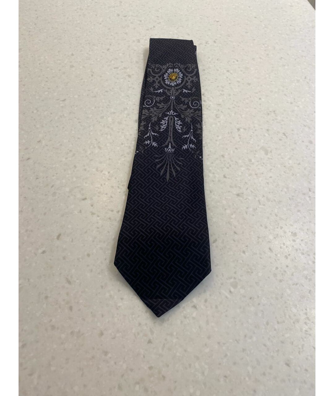 VERSACE Темно-синий шелковый галстук, фото 5