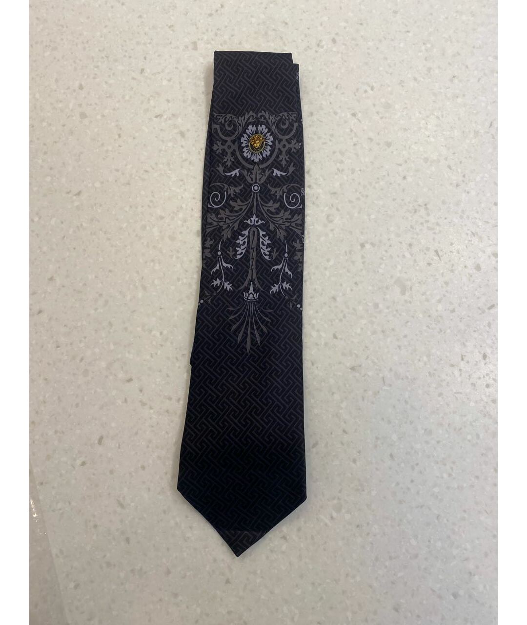 VERSACE Темно-синий шелковый галстук, фото 3