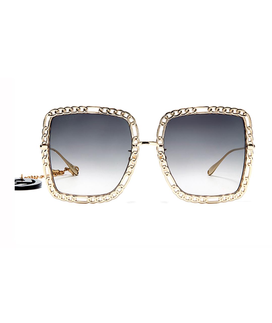 GUCCI Золотые металлические солнцезащитные очки, фото 2