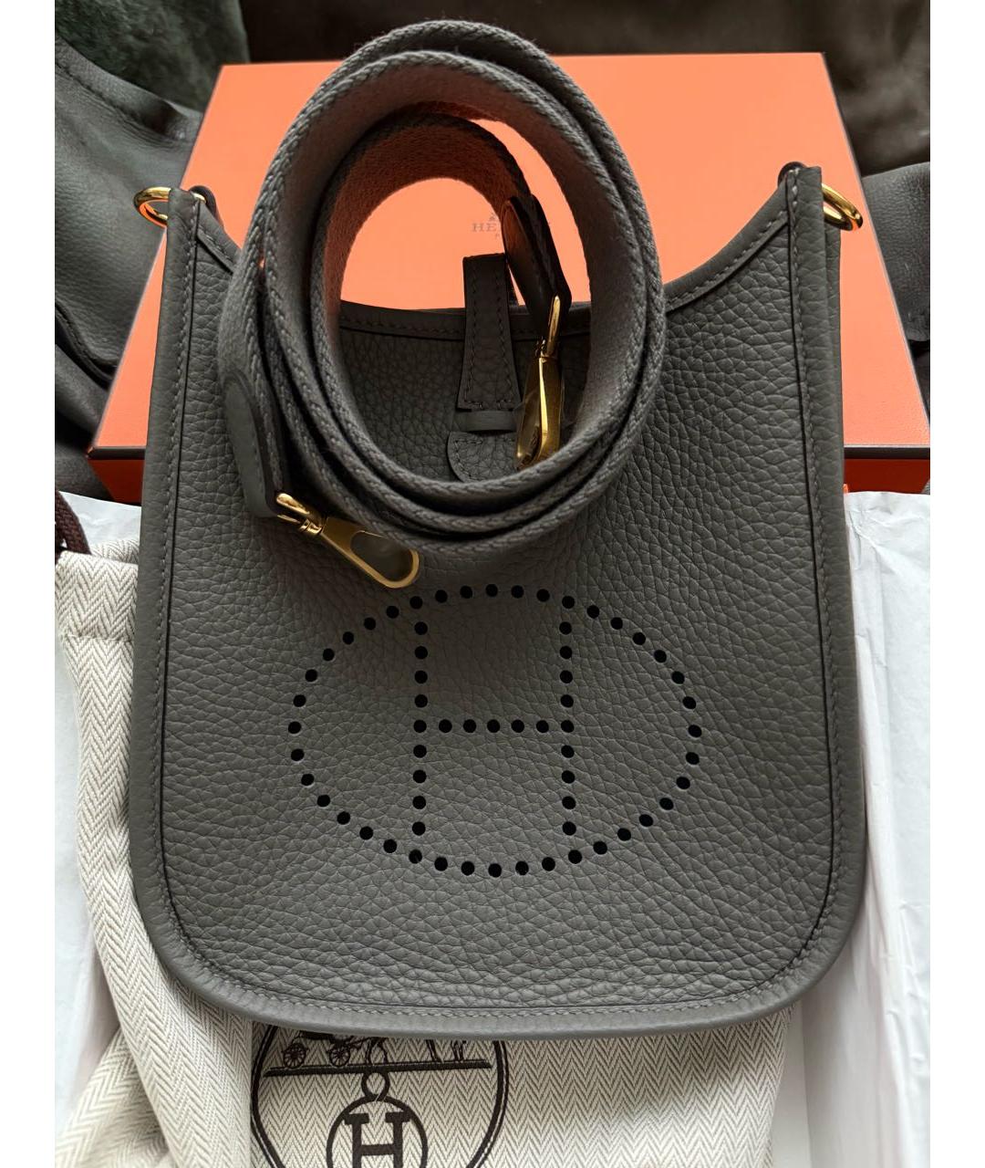 HERMES Антрацитовая кожаная сумка через плечо, фото 4