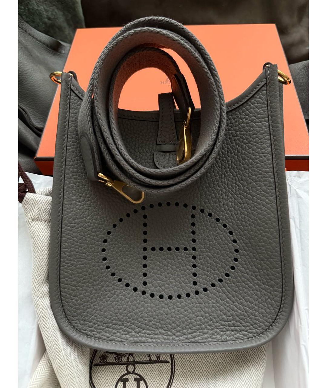 HERMES Антрацитовая кожаная сумка через плечо, фото 3