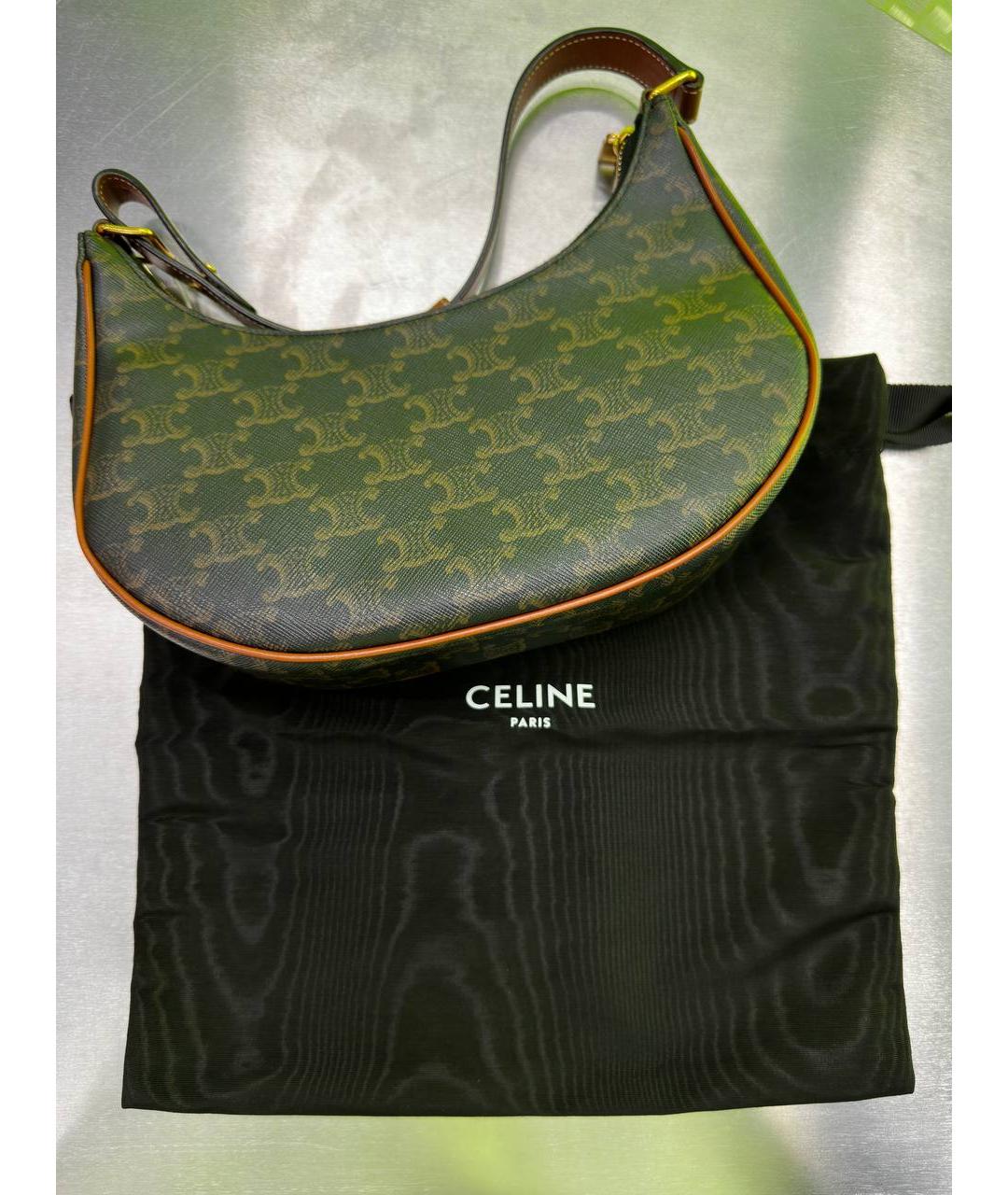 CELINE Коричневая кожаная сумка через плечо, фото 2