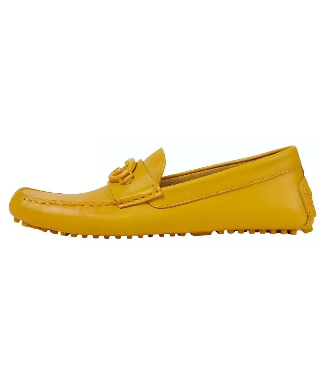 GUCCI Желтые кожаные лоферы, фото 6