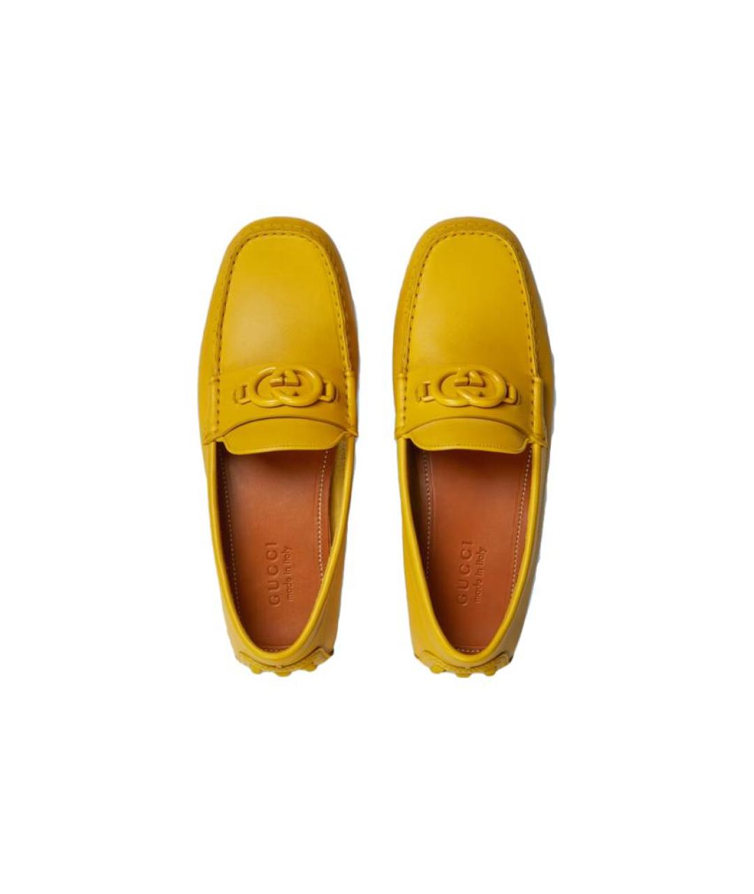 GUCCI Желтые кожаные лоферы, фото 4