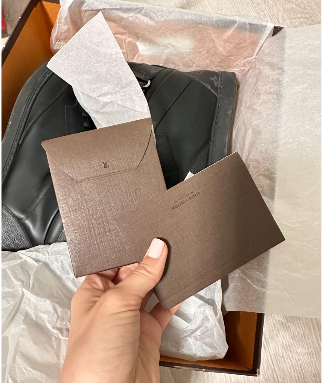 LOUIS VUITTON Черные кожаные высокие кроссовки / кеды, фото 8