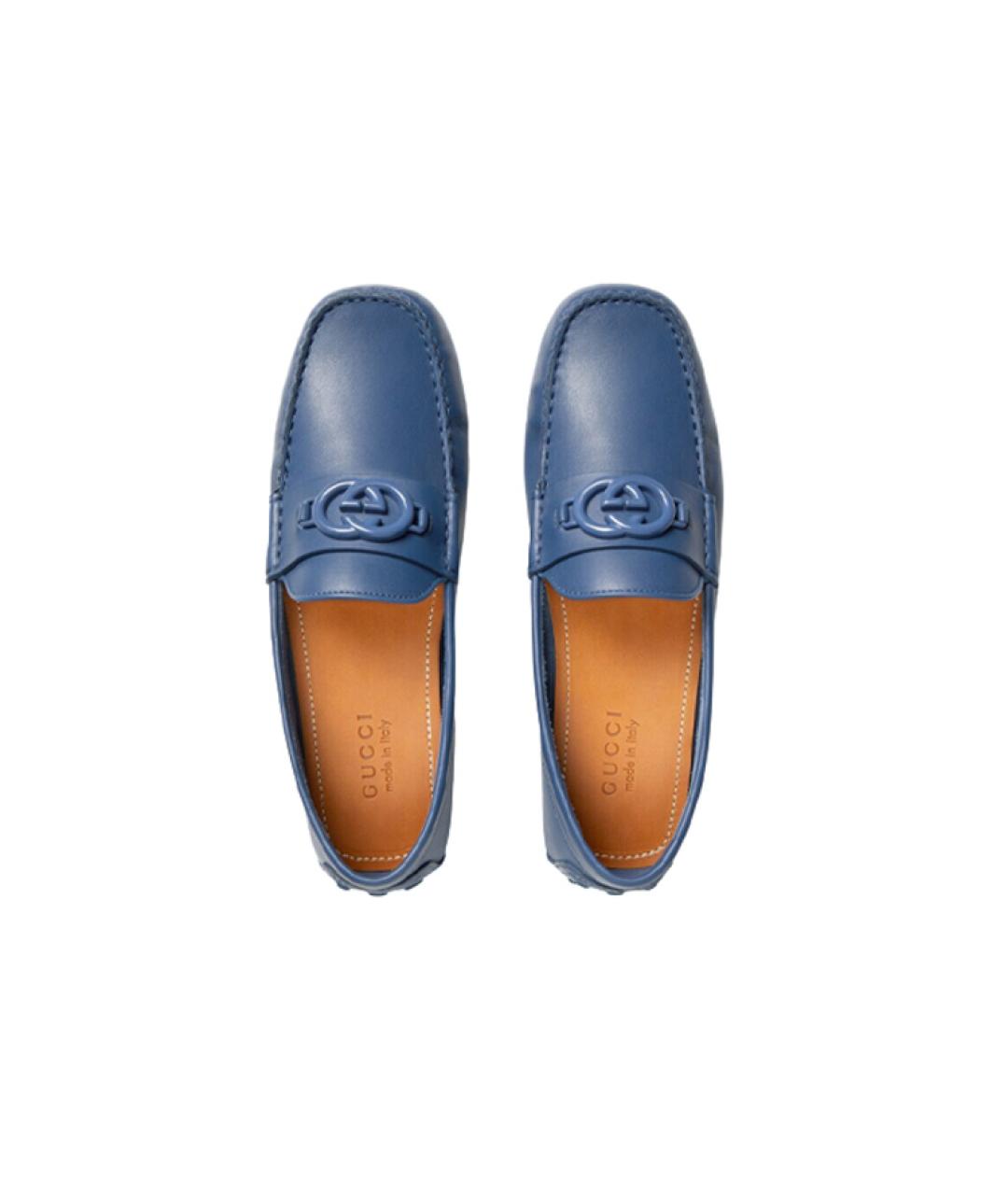 GUCCI Синие кожаные лоферы, фото 3