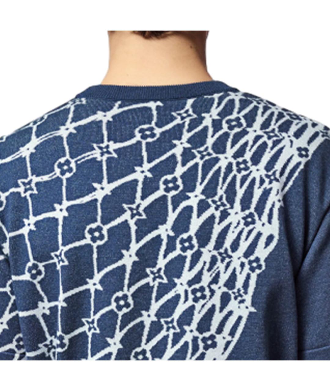 LOUIS VUITTON Темно-синяя хлопковая футболка, фото 2