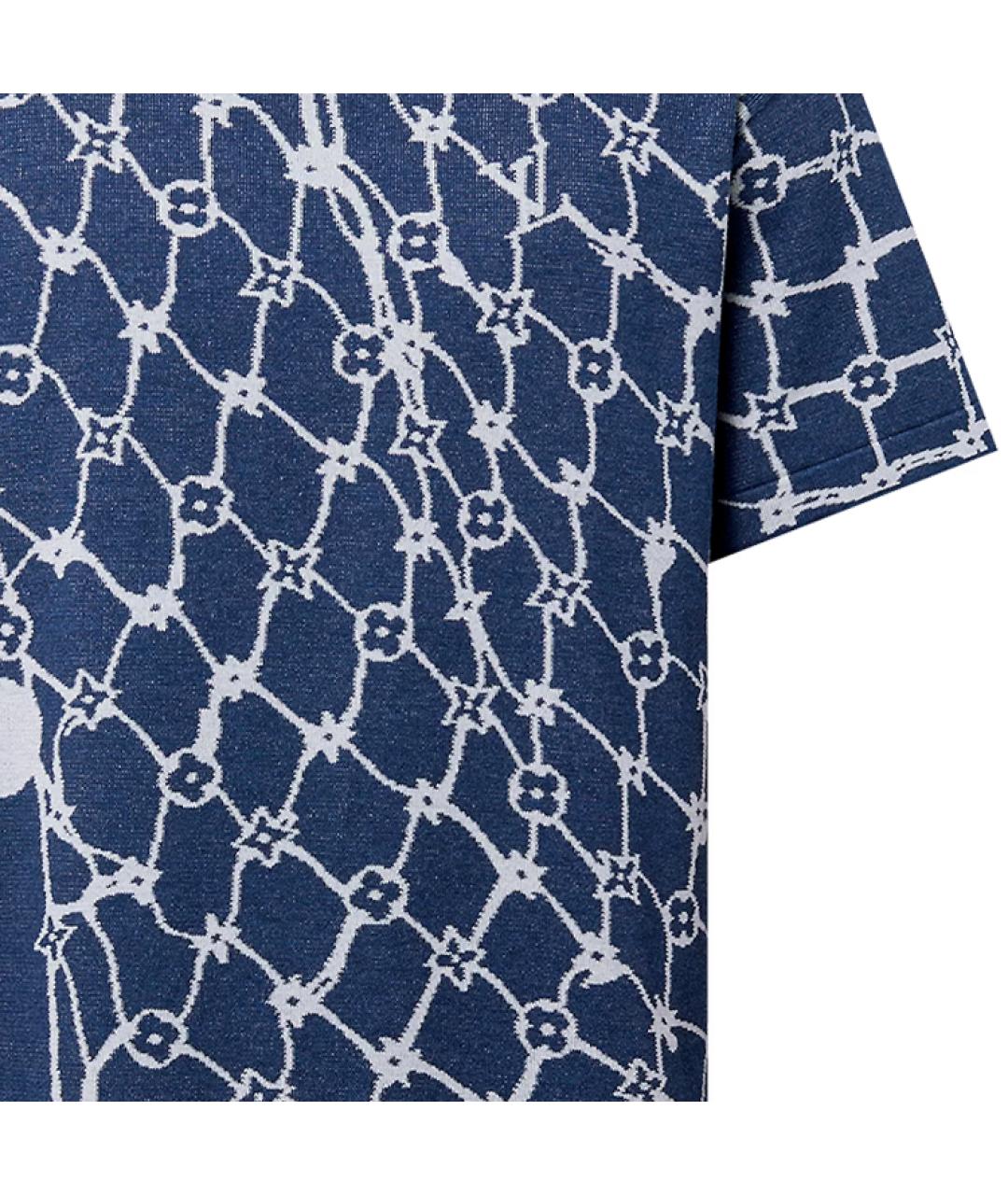 LOUIS VUITTON Темно-синяя хлопковая футболка, фото 5