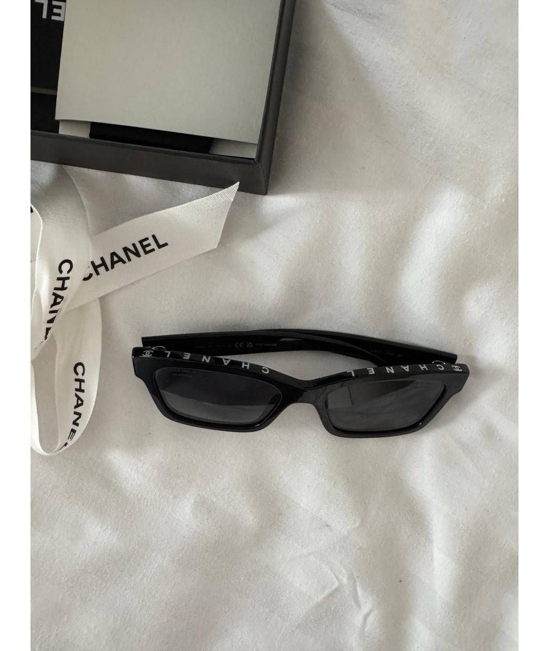 CHANEL Черные пластиковые солнцезащитные очки, фото 2