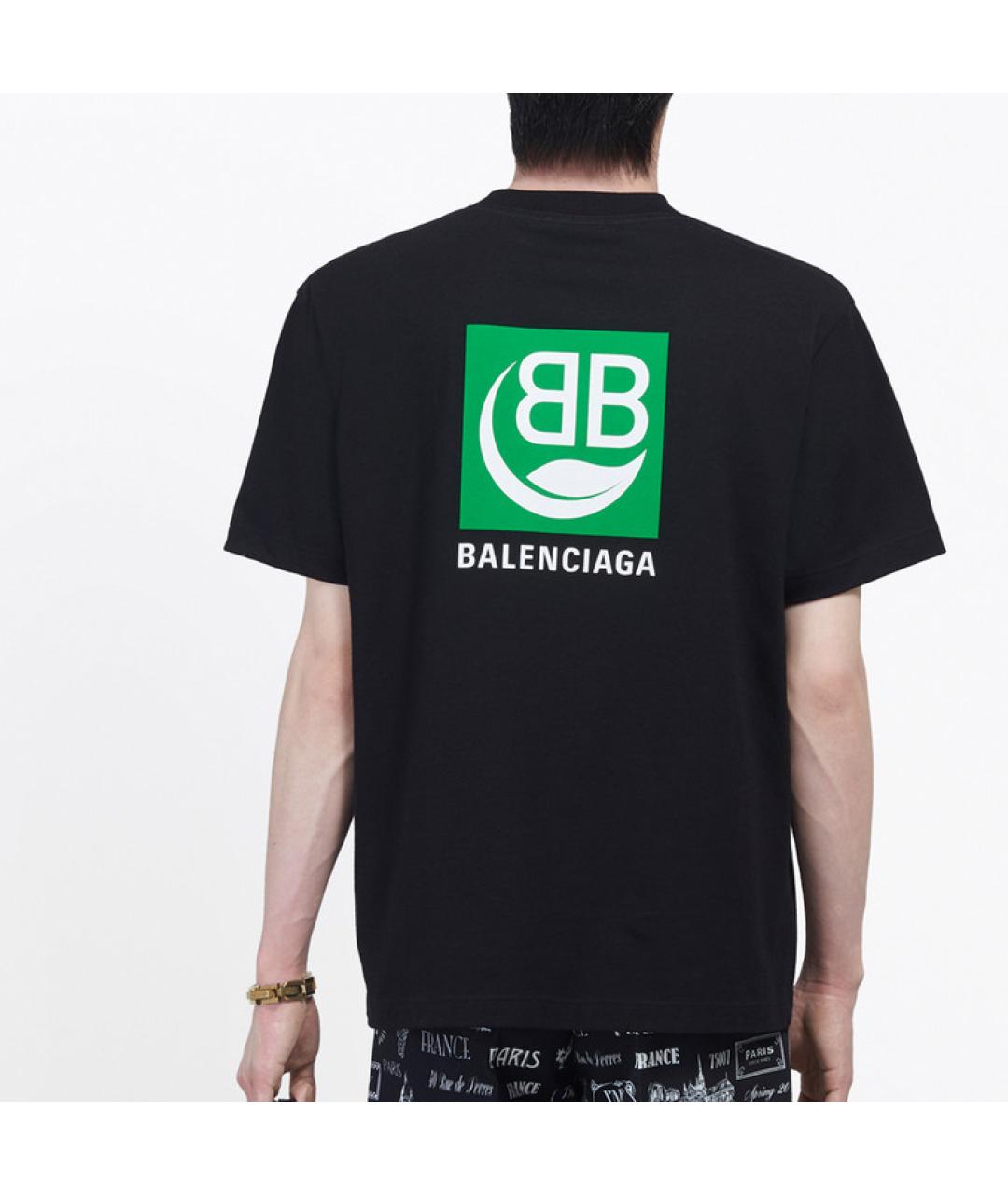 BALENCIAGA Черная хлопковая футболка, фото 4