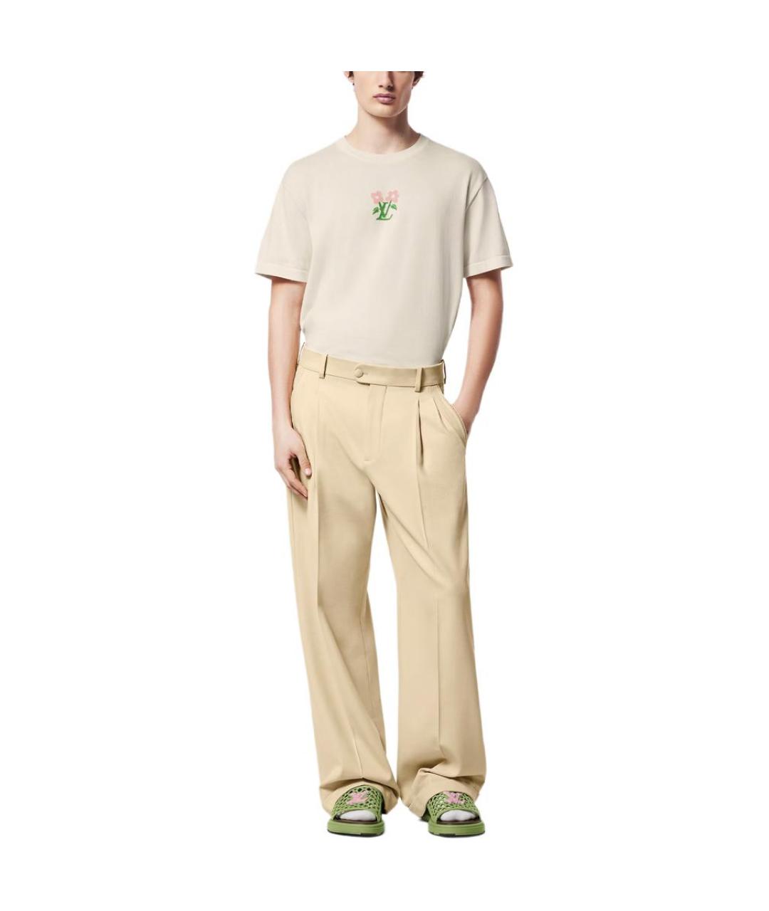 LOUIS VUITTON Бежевая хлопковая футболка, фото 3