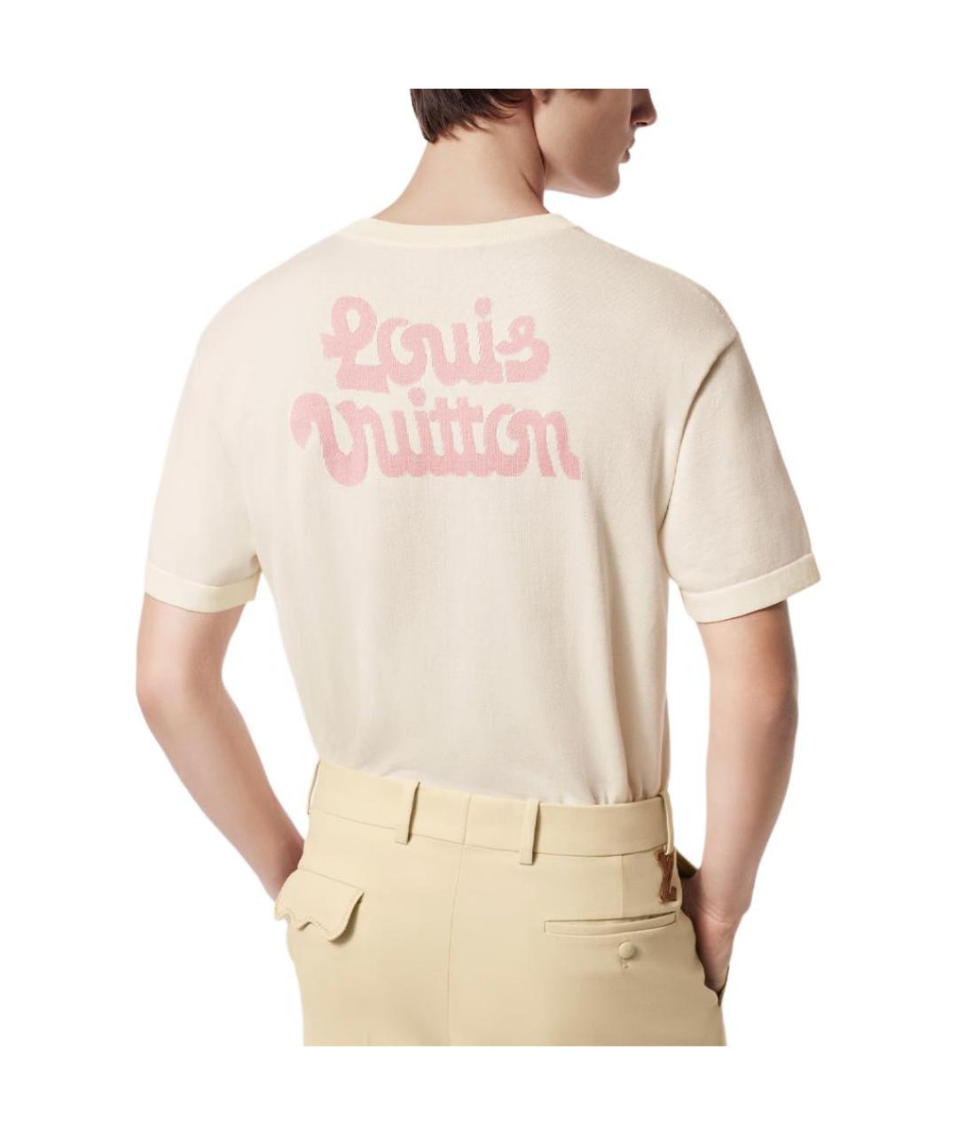 LOUIS VUITTON Бежевая хлопковая футболка, фото 5