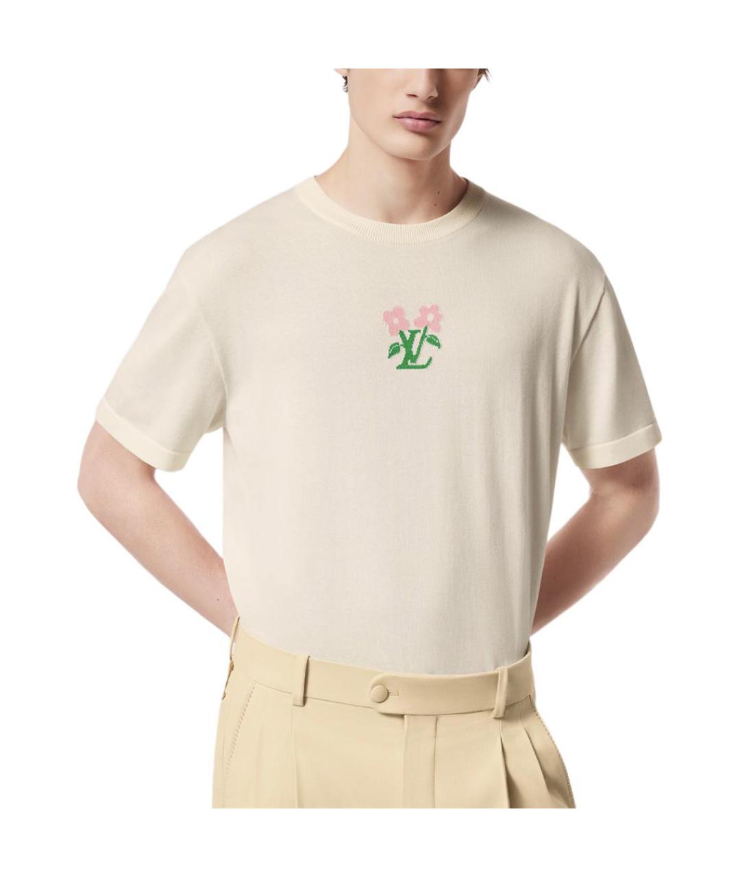 LOUIS VUITTON Бежевая хлопковая футболка, фото 6