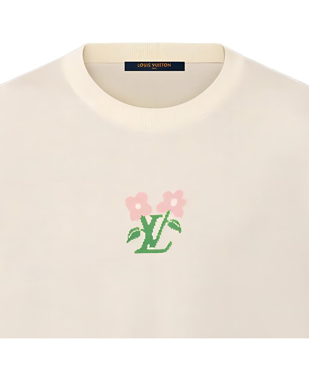LOUIS VUITTON Бежевая хлопковая футболка, фото 7