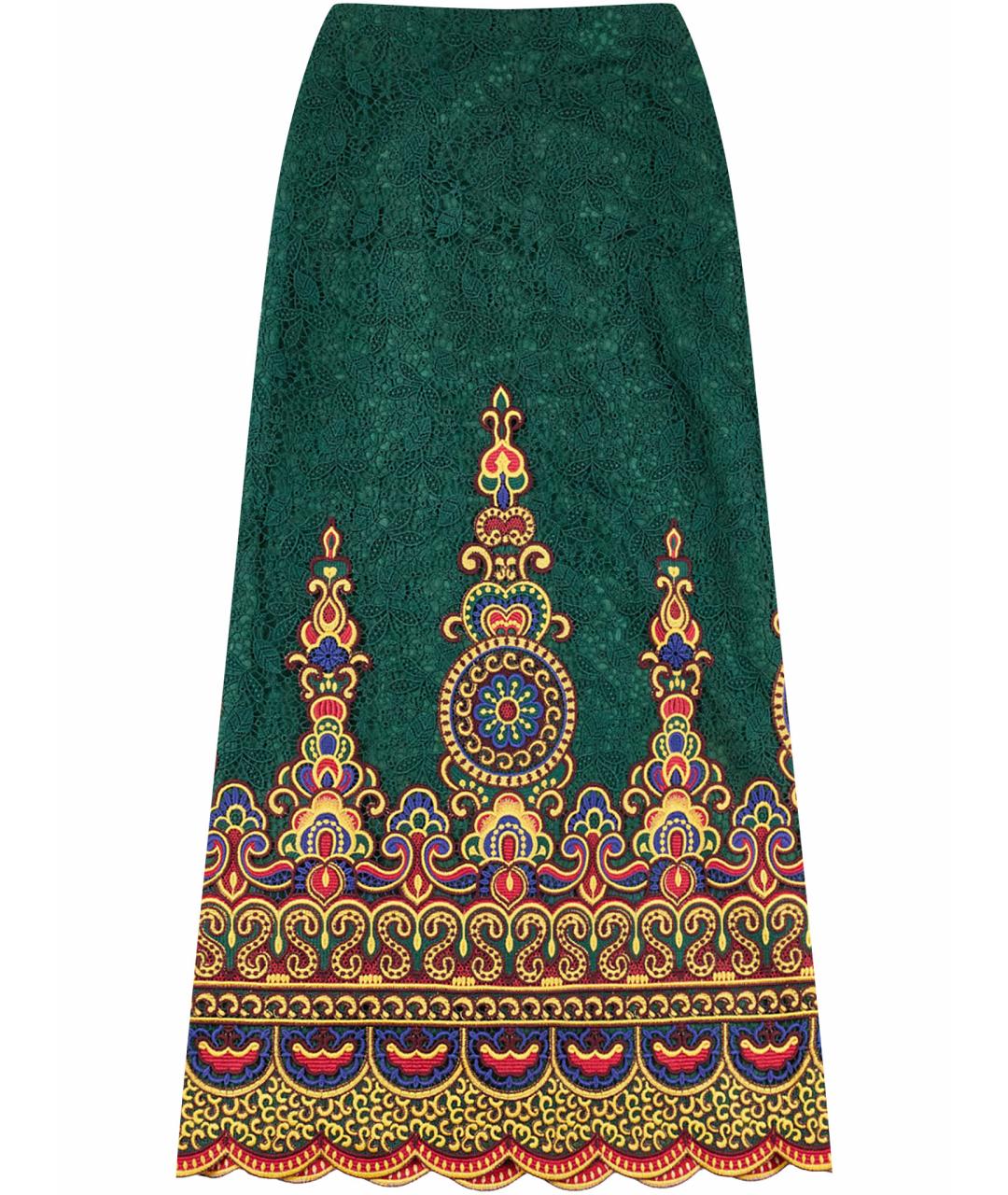 VALENTINO Зеленая хлопковая юбка макси, фото 1