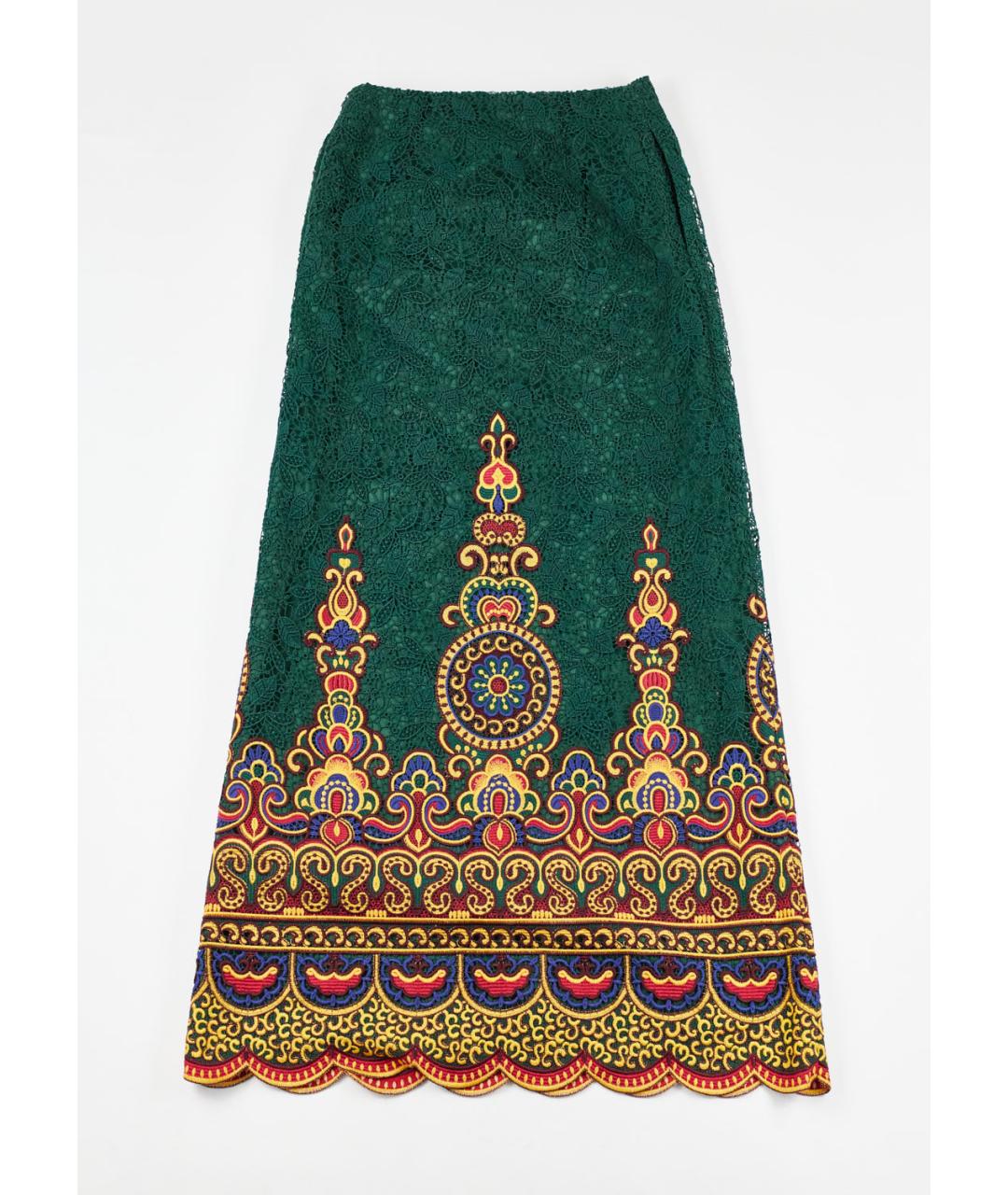 VALENTINO Зеленая хлопковая юбка макси, фото 2