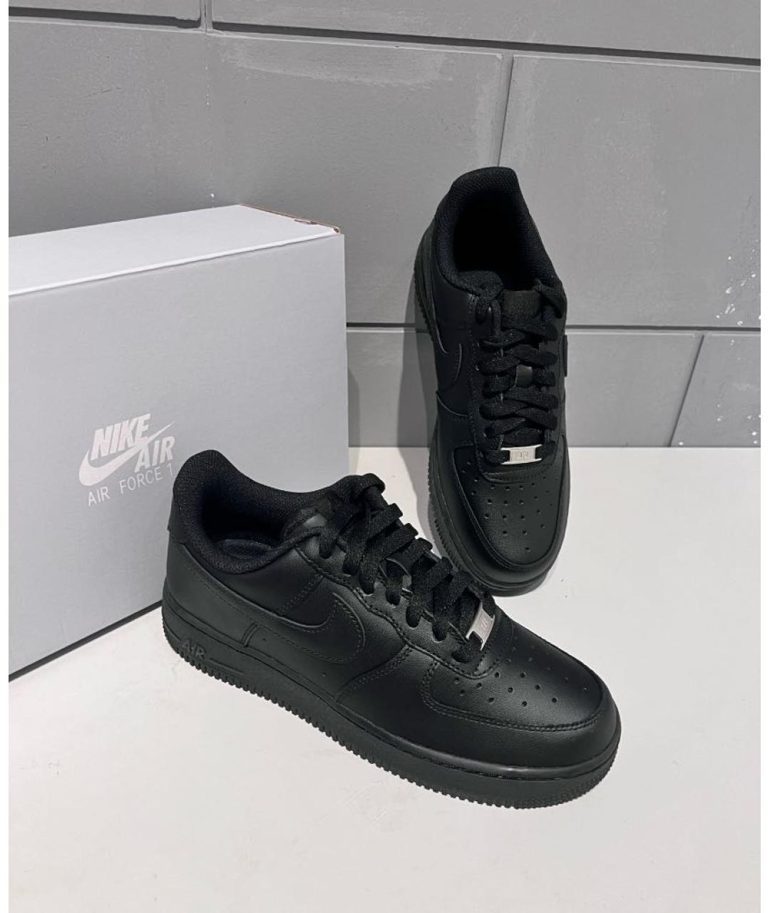 NIKE Черные кожаные низкие кроссовки / кеды, фото 5