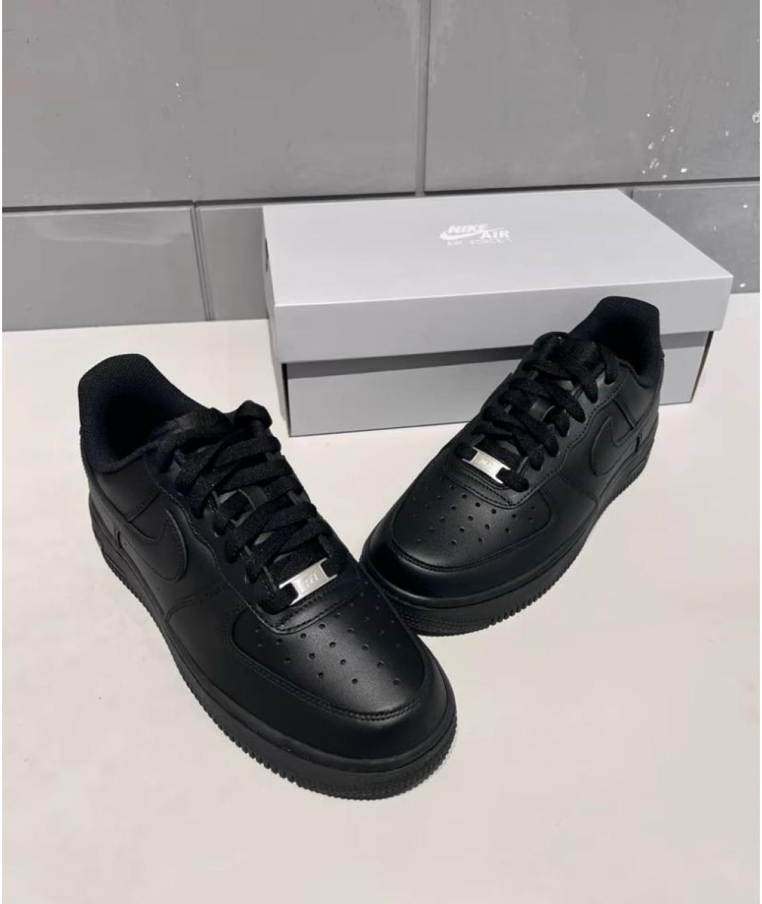 NIKE Черные кожаные низкие кроссовки / кеды, фото 6