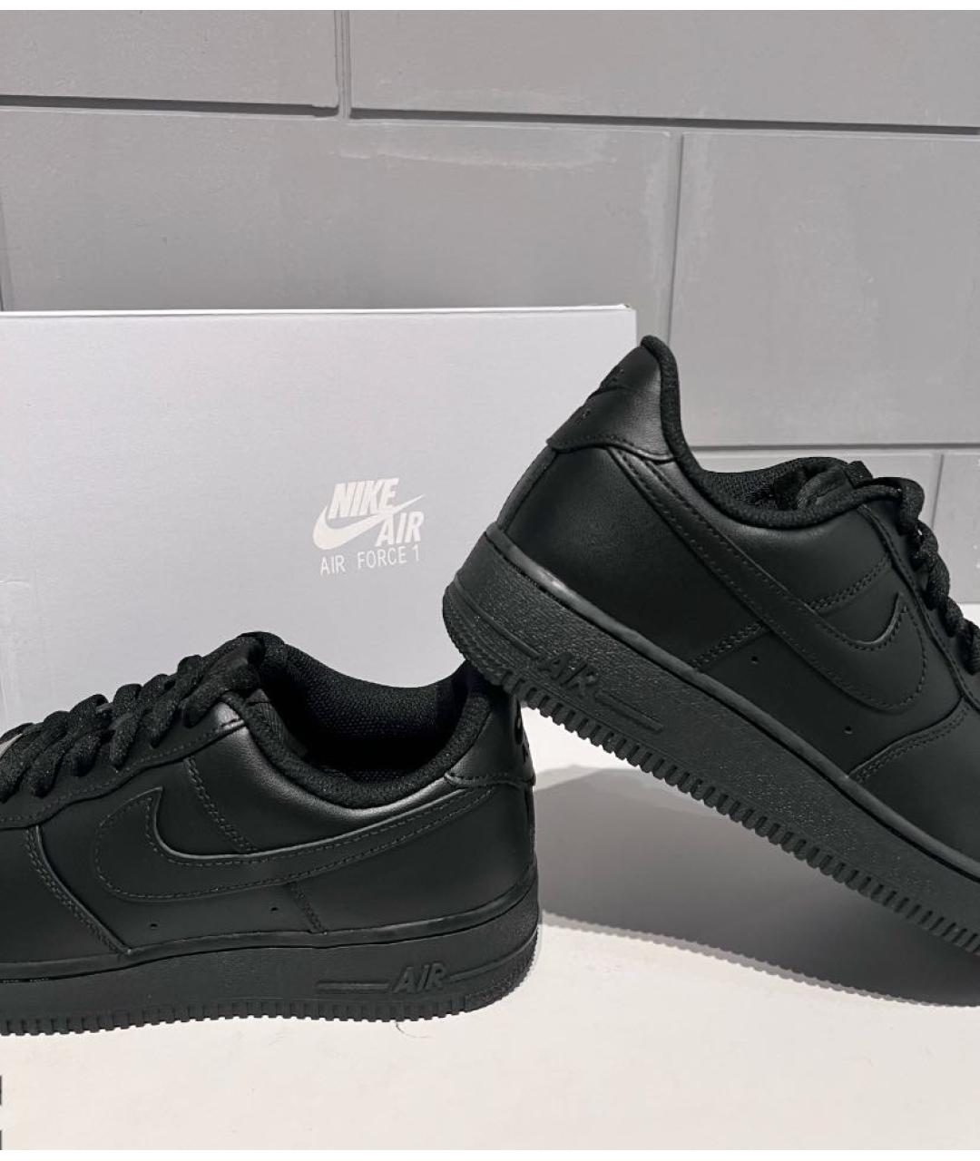 NIKE Черные кожаные низкие кроссовки / кеды, фото 7