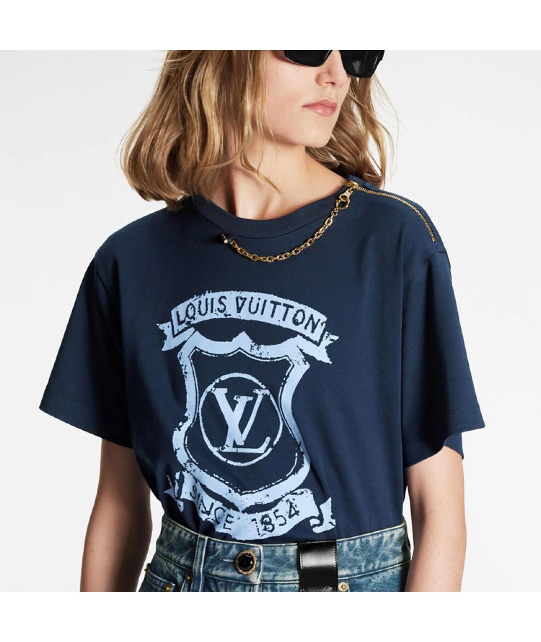LOUIS VUITTON Синяя хлопковая футболка, фото 5
