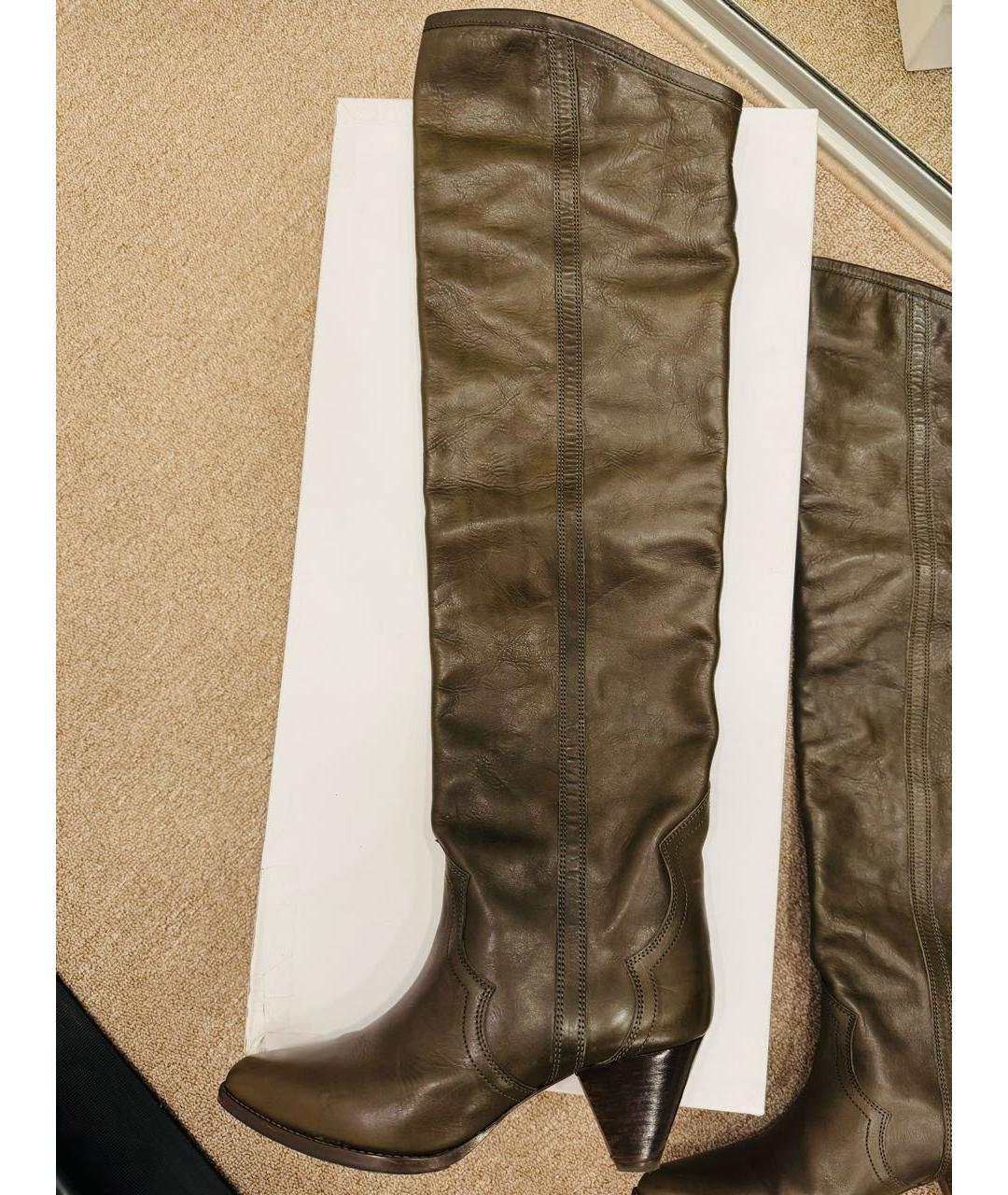 ISABEL MARANT Коричневые кожаные ботфорты, фото 9