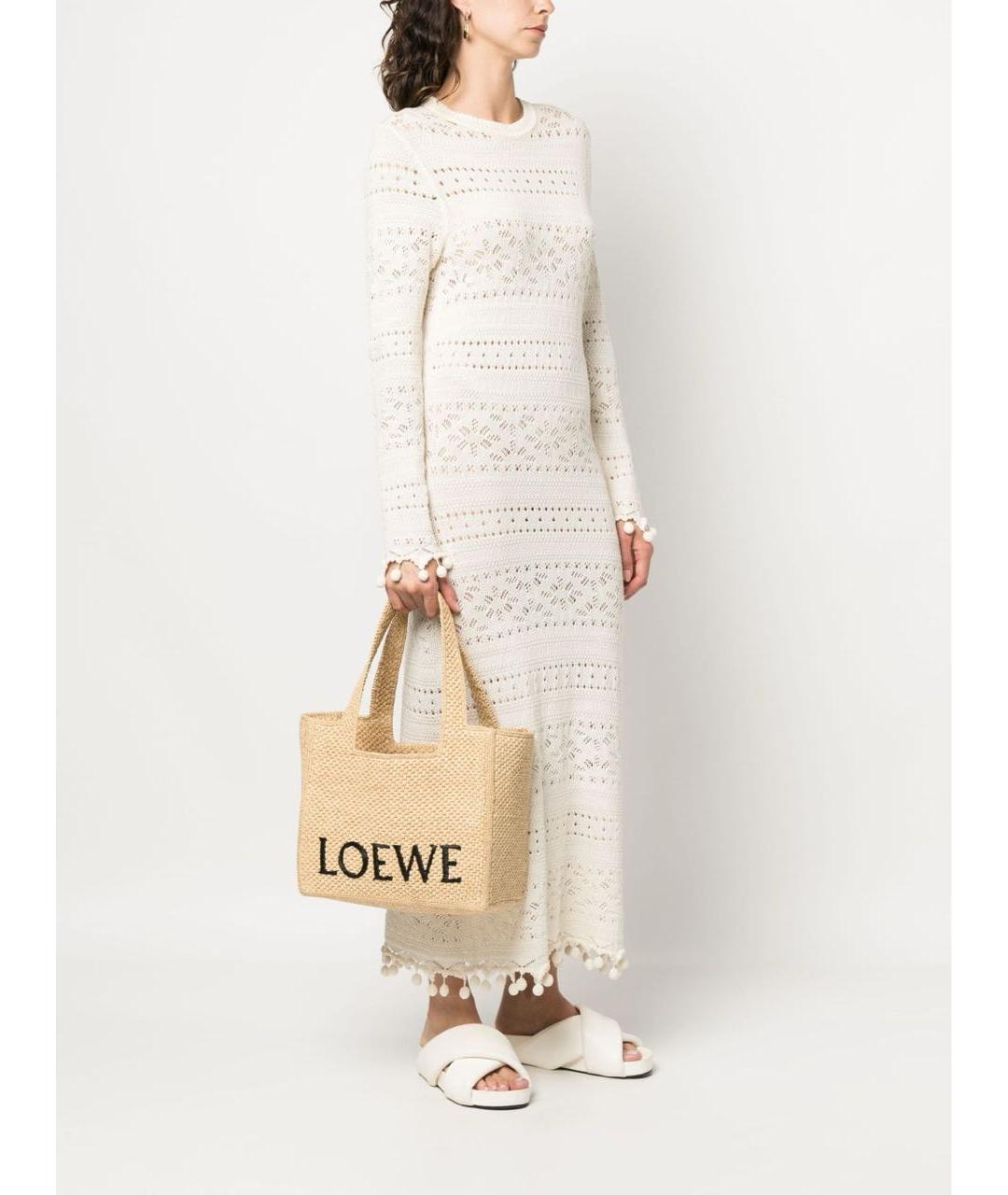 LOEWE Бежевая пляжная сумка, фото 4