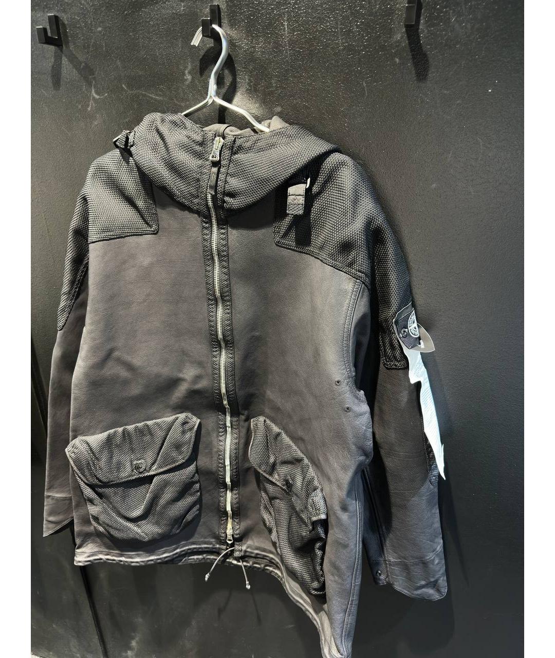 STONE ISLAND Черная кожаная куртка, фото 9