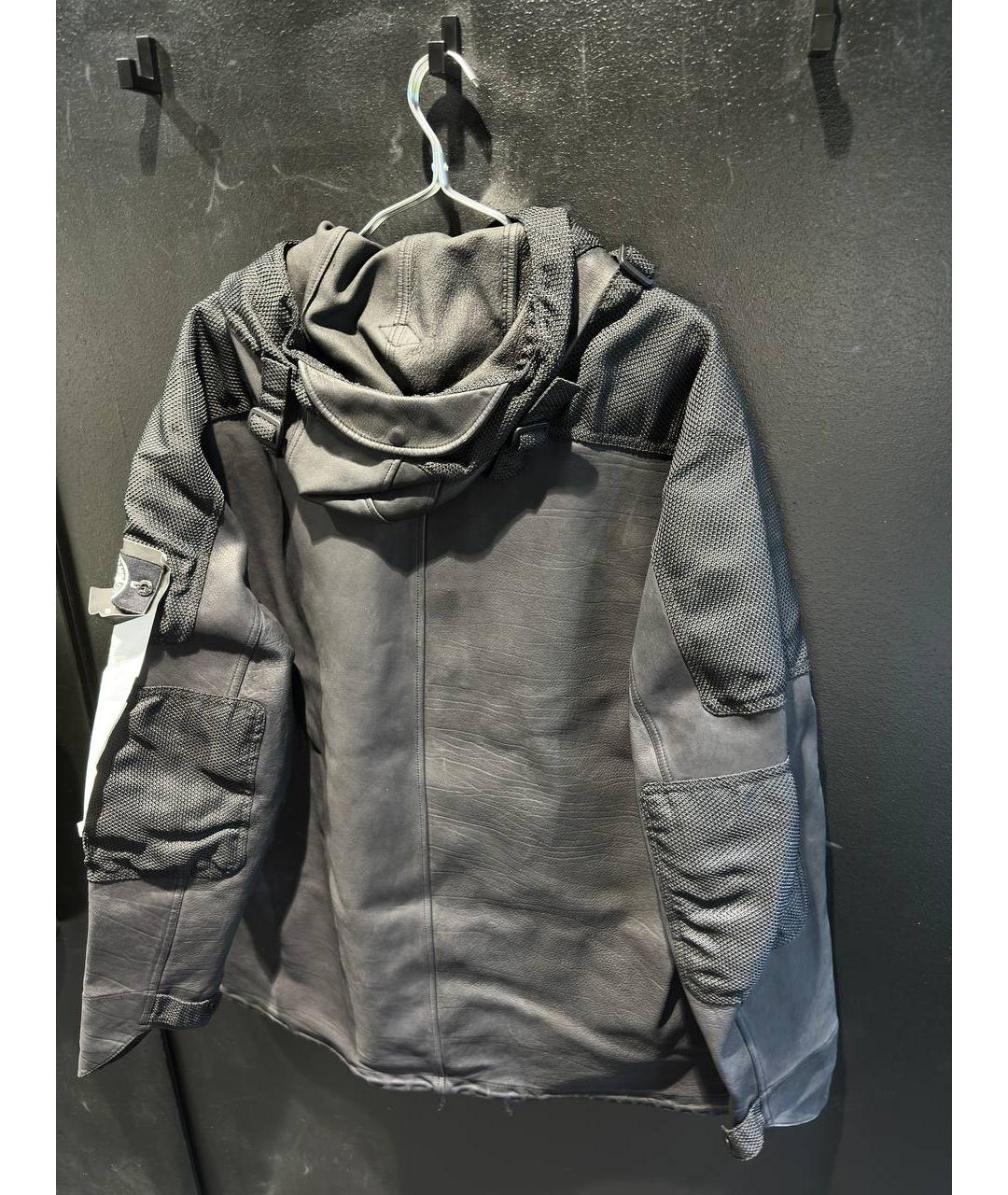 STONE ISLAND Черная кожаная куртка, фото 2