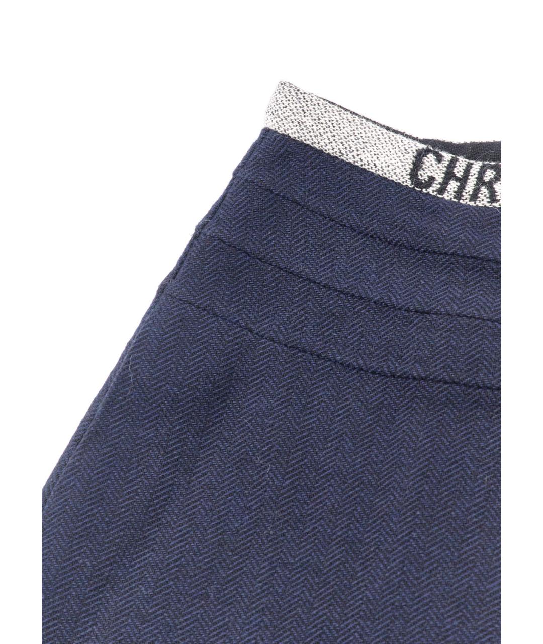 CHRISTIAN DIOR Темно-синяя шерстяная юбка мини, фото 4