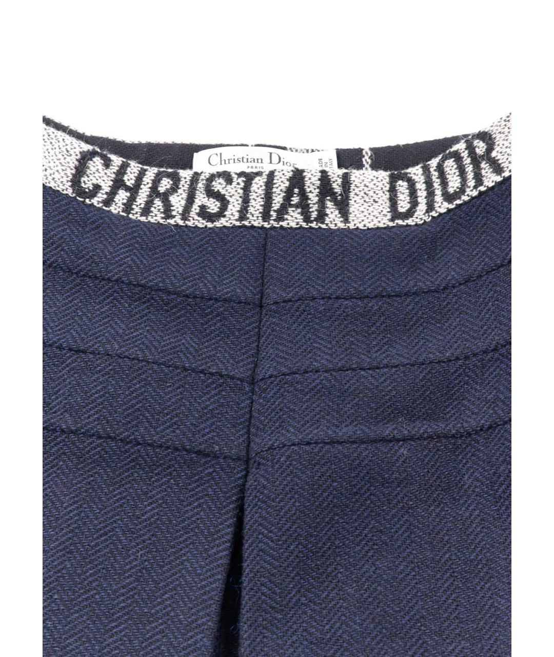 CHRISTIAN DIOR Темно-синяя шерстяная юбка мини, фото 3
