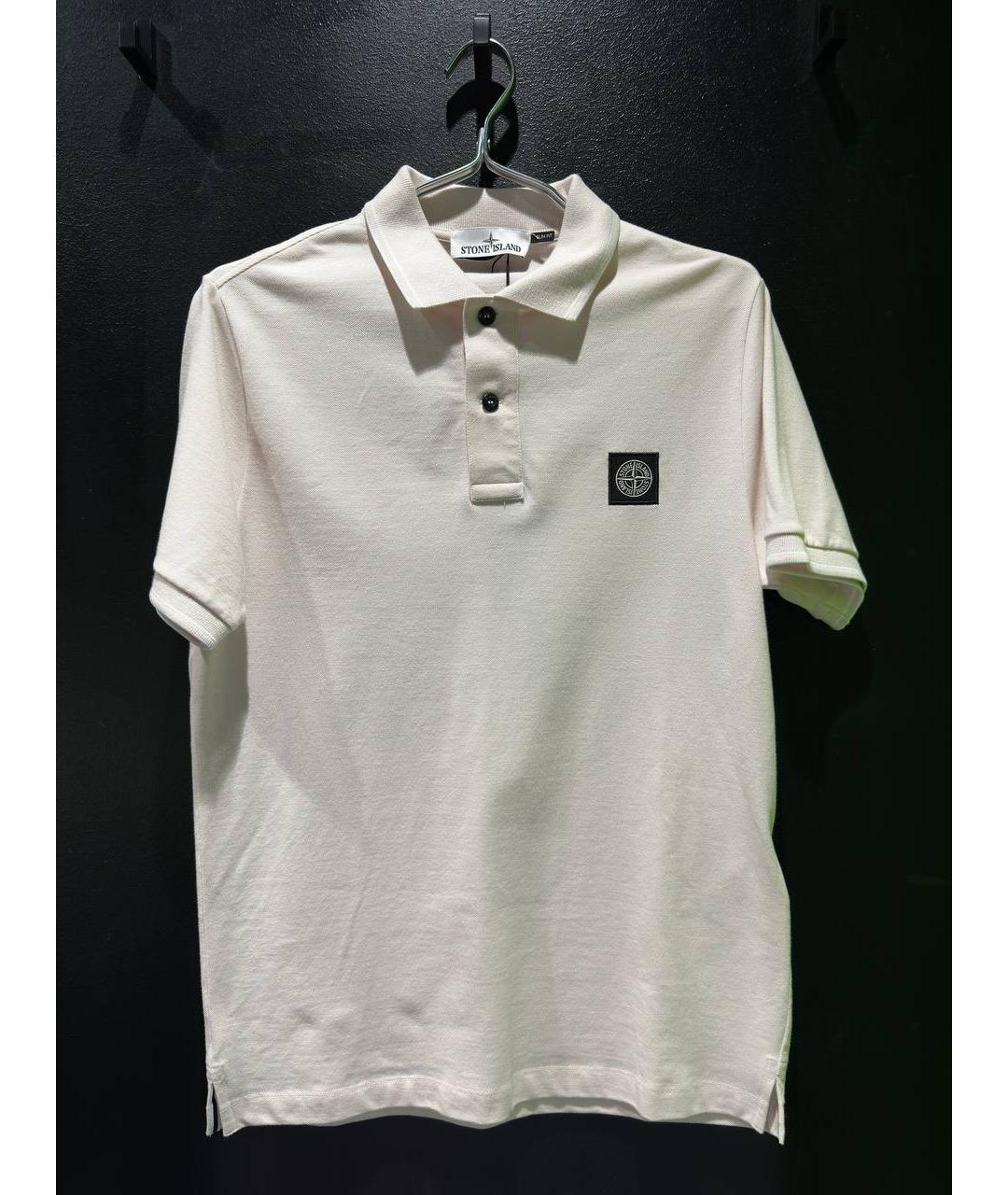 STONE ISLAND Бежевое хлопковое поло с коротким рукавом, фото 5