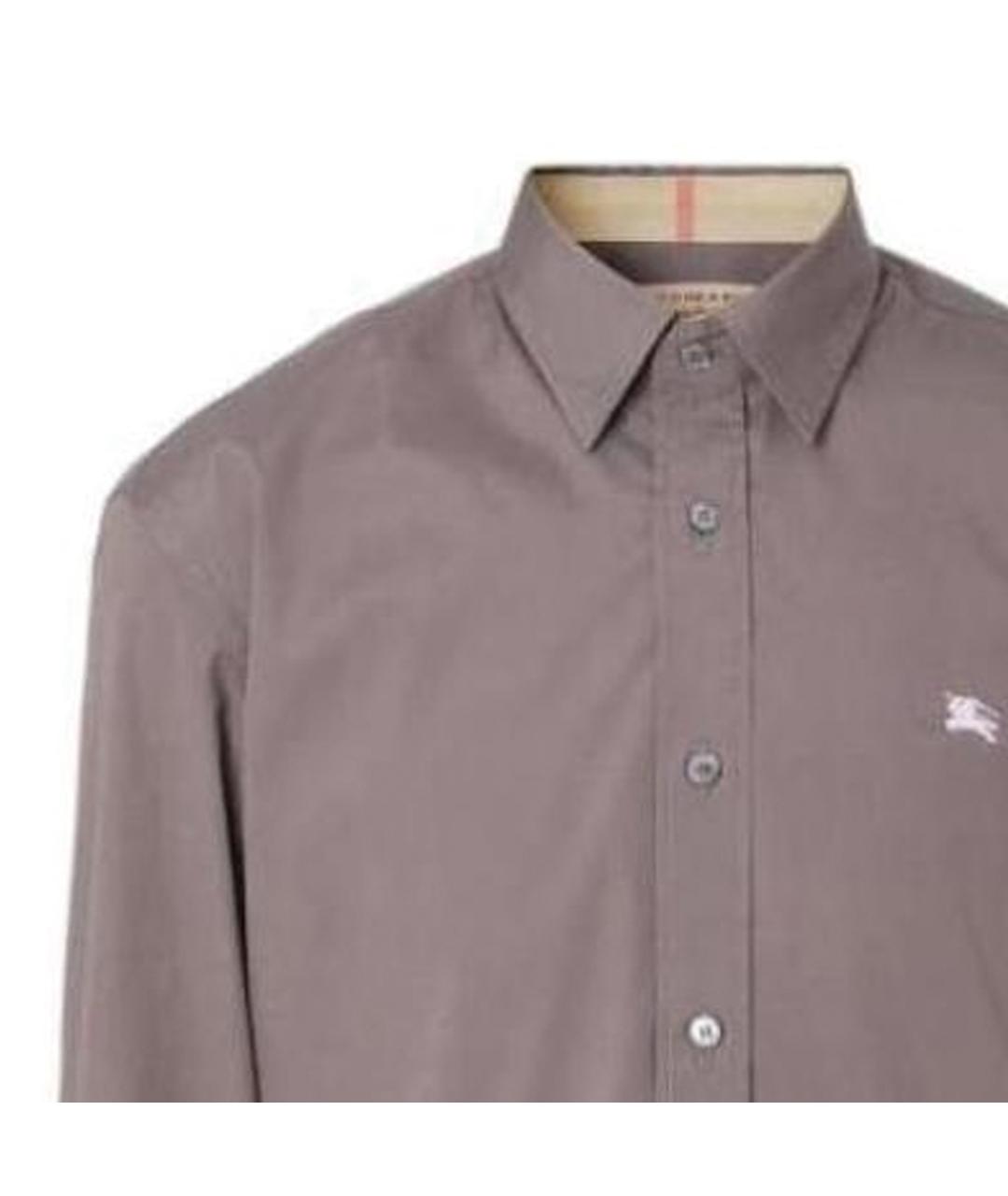 BURBERRY Серая хлопковая классическая рубашка, фото 3