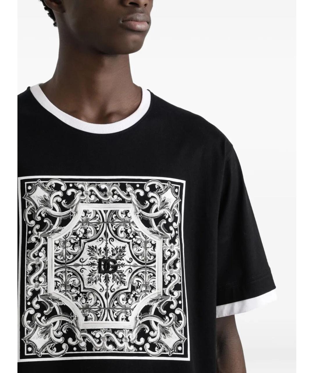 DOLCE&GABBANA Черная хлопковая футболка, фото 4