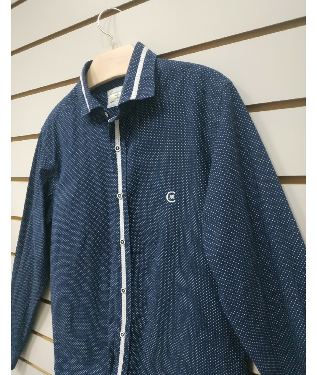 CERRUTI 1881 Темно-синяя хлопковая классическая рубашка, фото 4
