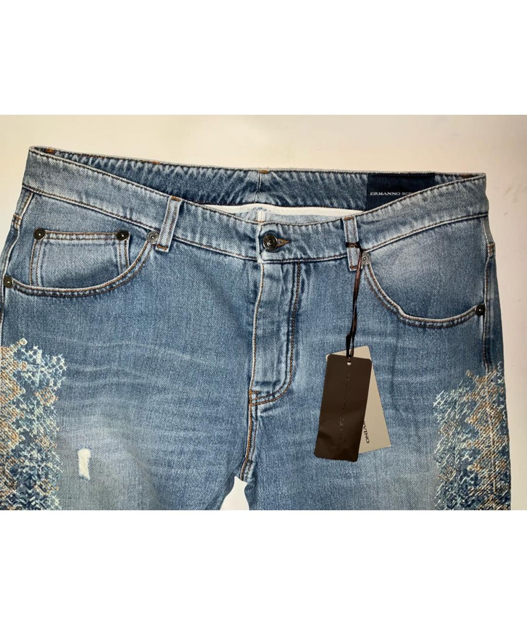 ERMANNO SCERVINO Голубые хлопковые прямые джинсы, фото 4