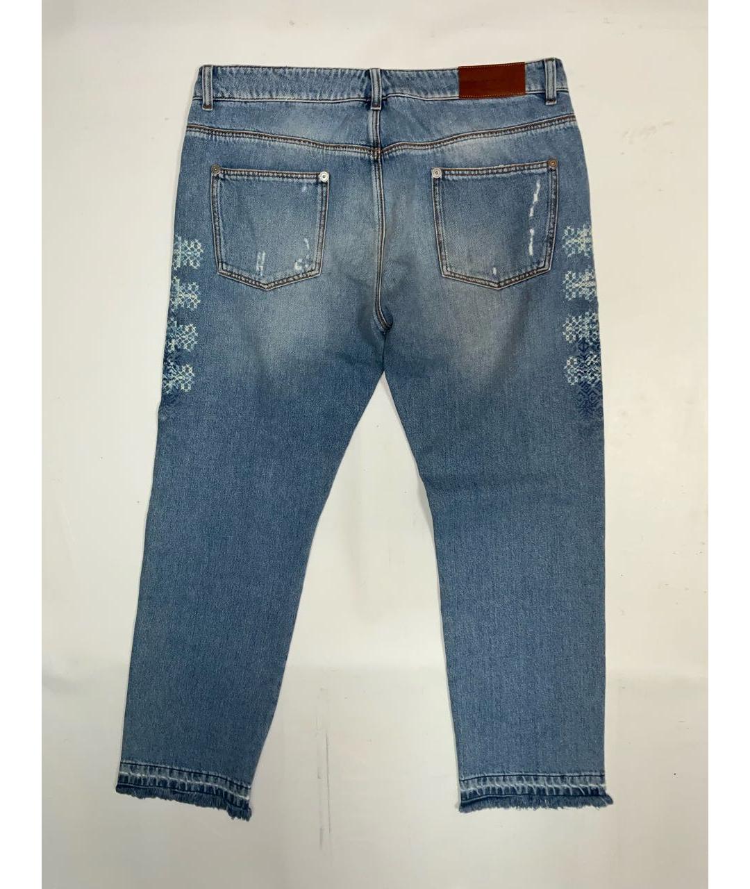 ERMANNO SCERVINO Голубые хлопковые прямые джинсы, фото 2
