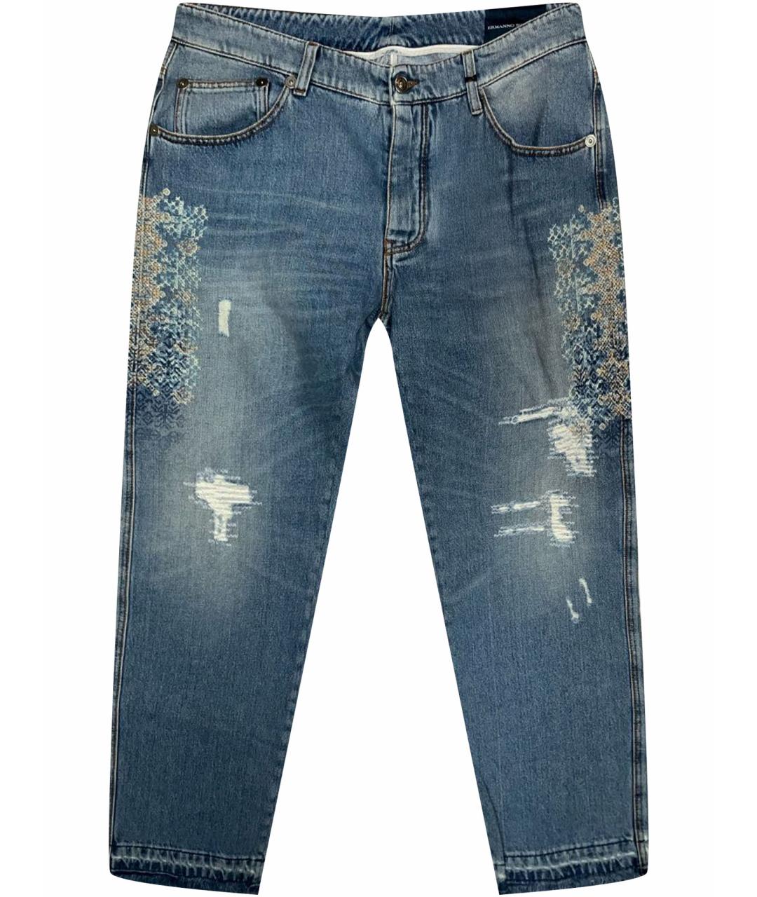 ERMANNO SCERVINO Голубые хлопковые прямые джинсы, фото 1