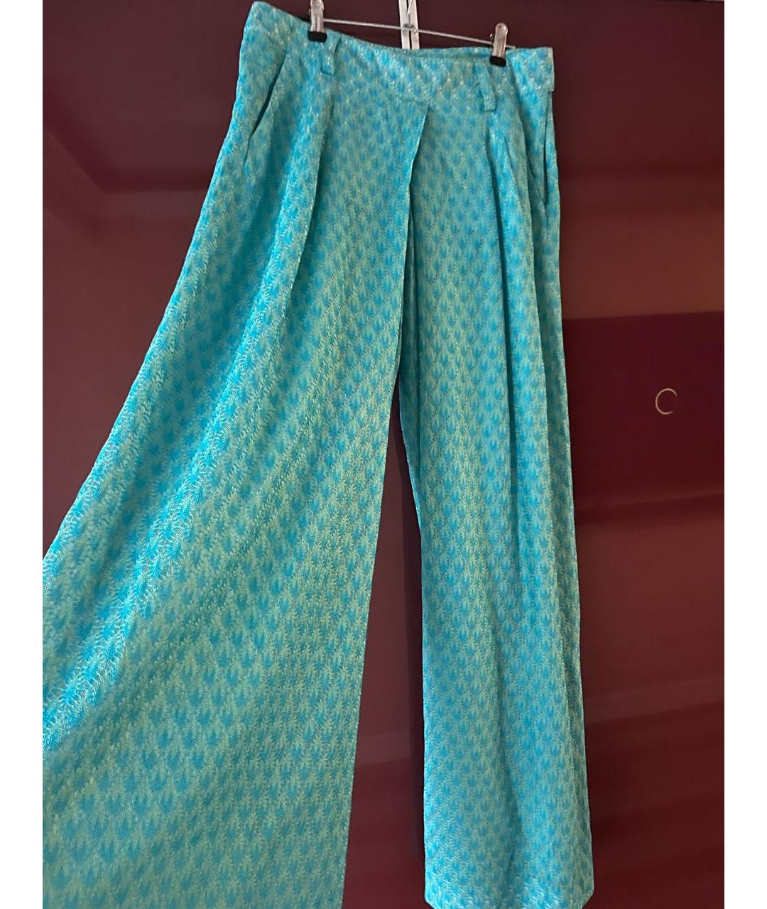MISSONI Бирюзовые вискозные брюки широкие, фото 4