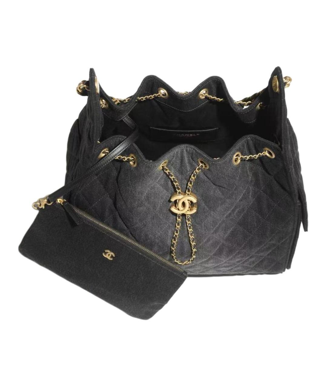 CHANEL Черная деним сумка через плечо, фото 3