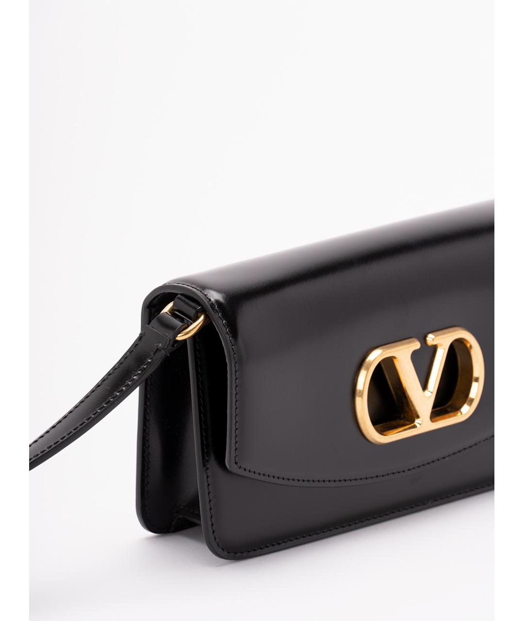 VALENTINO Черная кожаная сумка на плечо, фото 4