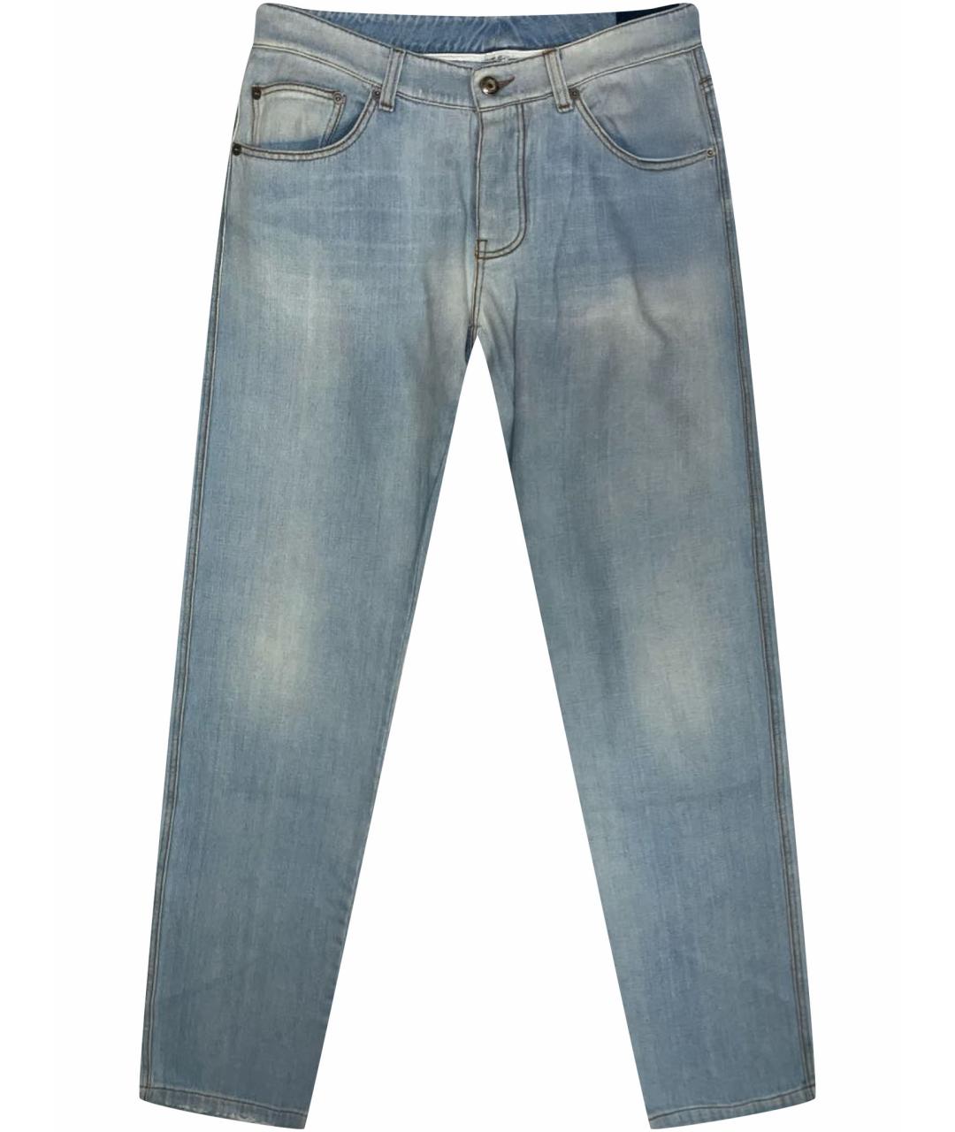ERMANNO SCERVINO Голубые хлопковые прямые джинсы, фото 1