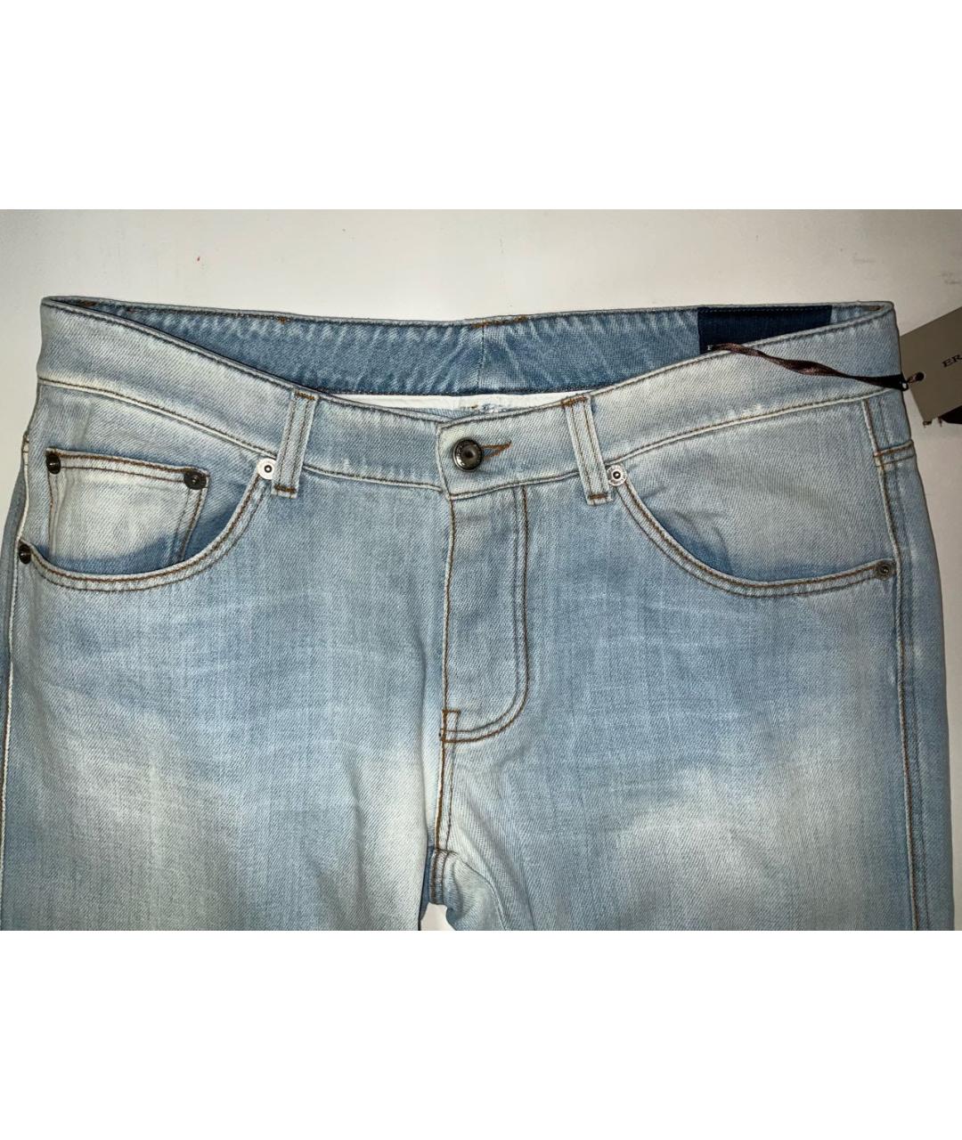 ERMANNO SCERVINO Голубые хлопковые прямые джинсы, фото 4