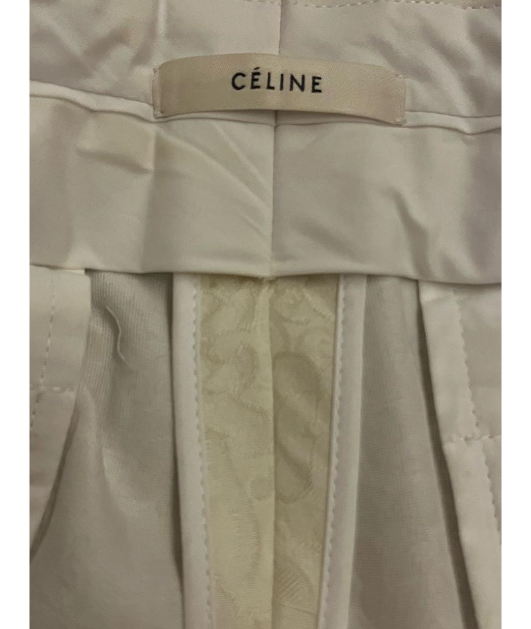 CELINE Белые хлопковые прямые брюки, фото 3