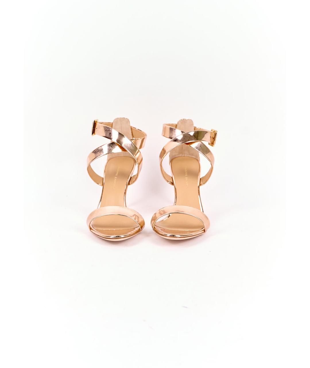 GIUSEPPE ZANOTTI DESIGN Золотые кожаные босоножки, фото 3