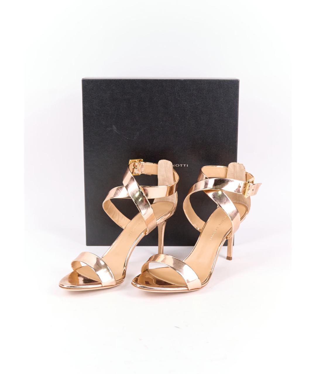 GIUSEPPE ZANOTTI DESIGN Золотые кожаные босоножки, фото 6
