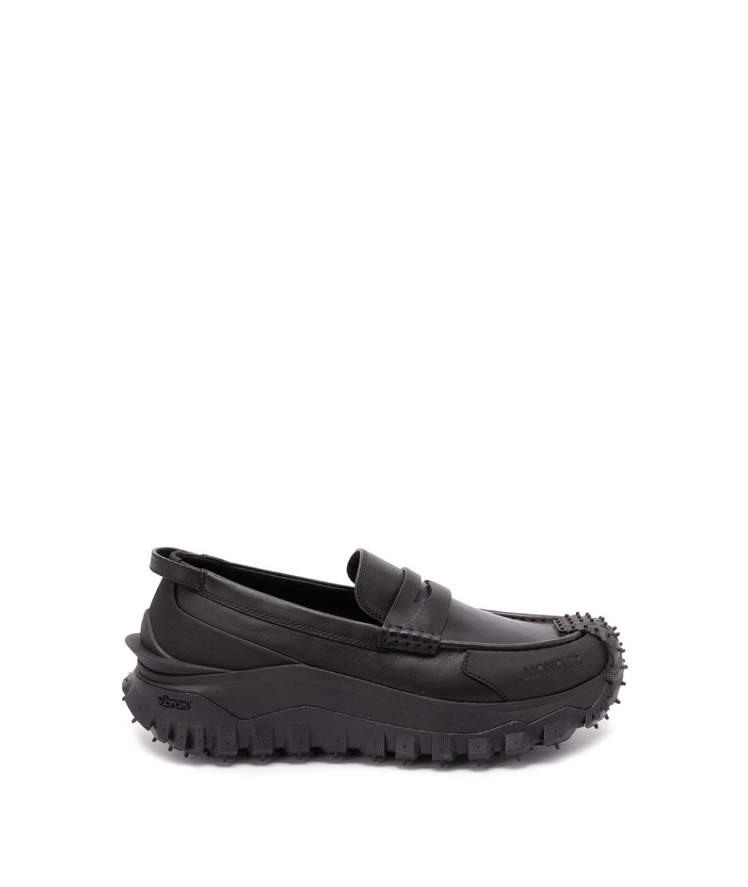 MONCLER Черные кожаные лоферы, фото 1