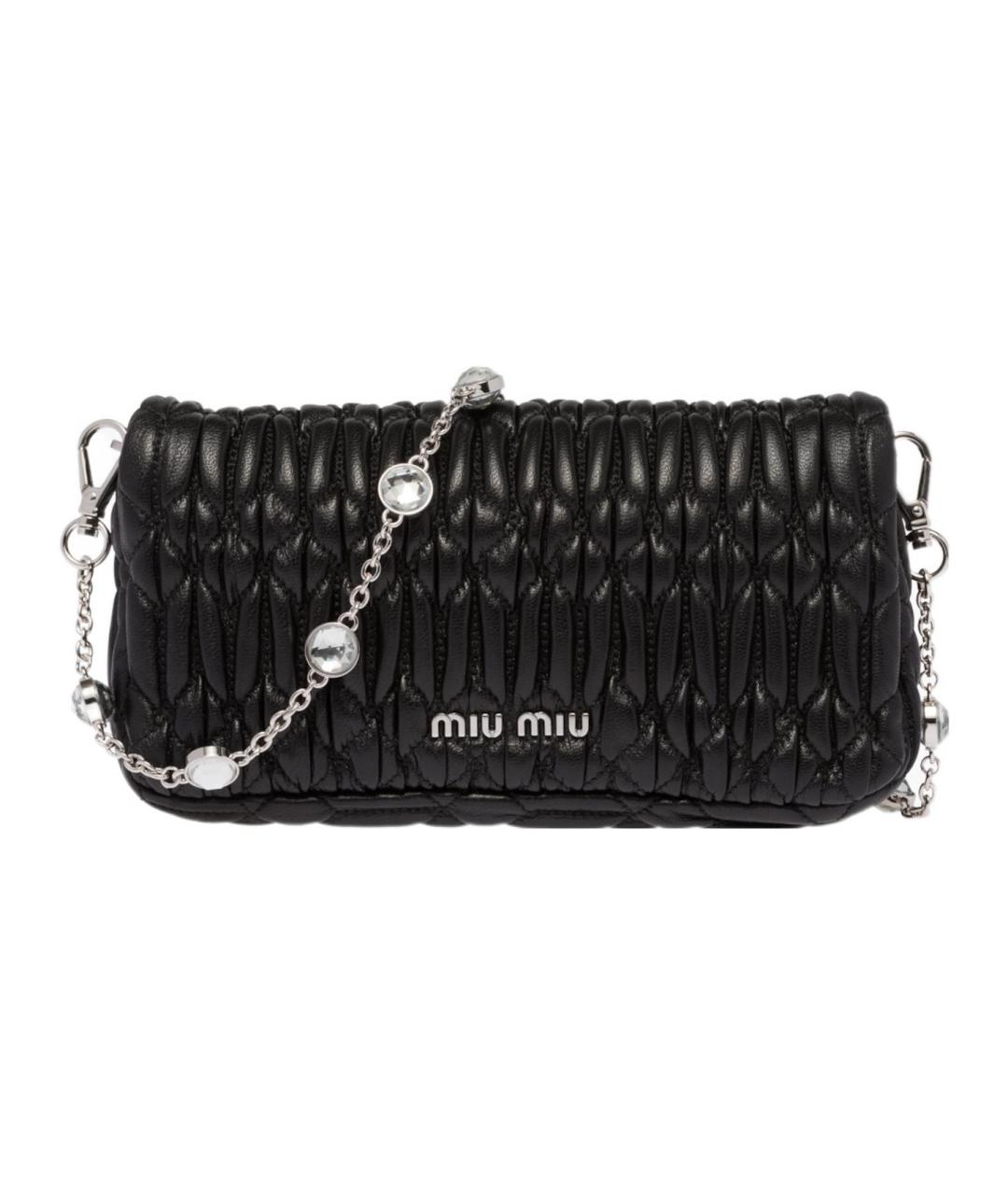 MIU MIU Черная кожаная сумка через плечо, фото 3